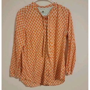 Fossil Womens Top Size Medium M Orange Green Polka Dot Band Coolar Twee‎